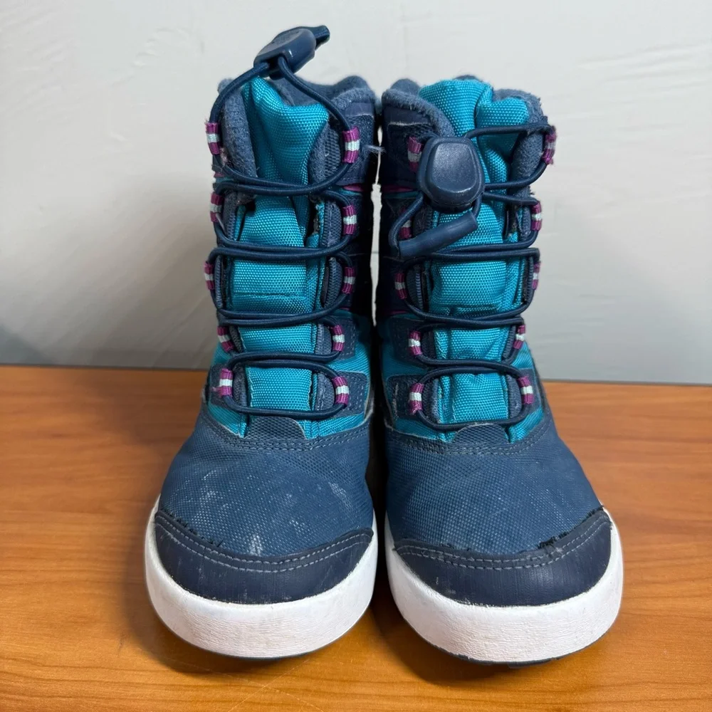 Merrell Snow Bank 3.0 Waterproof Snow Boots in Navy/Turquoise Winter Girls 10‎